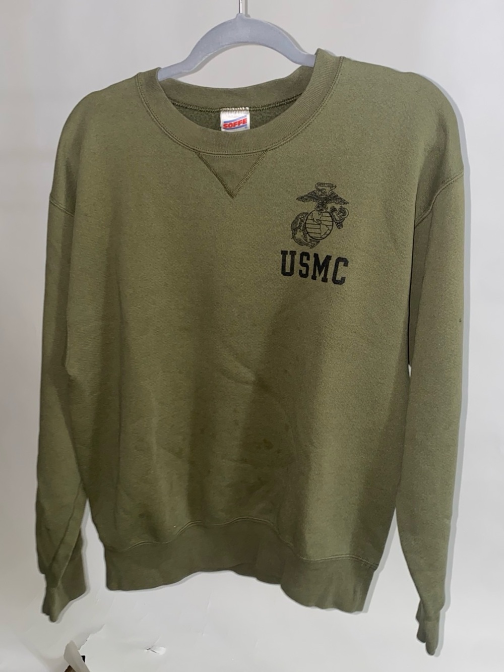 Soffe Olive Green USMC Crewneck Sweatshirt